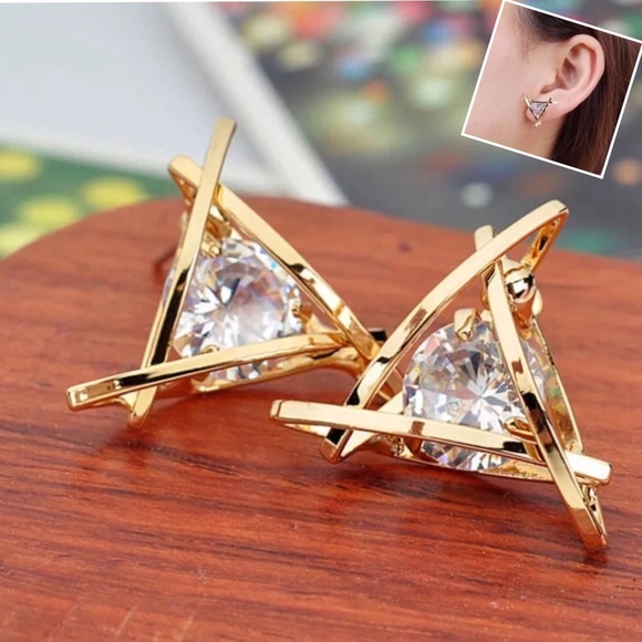 Private Label Jewelry - 💎SOLITAIRE CAGED CZ STUD EARRINGS IN GOLD-STATEMENT POST OR STUD